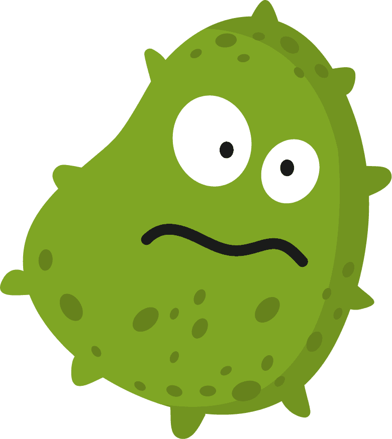 funny cartoon cute virus and bacteria