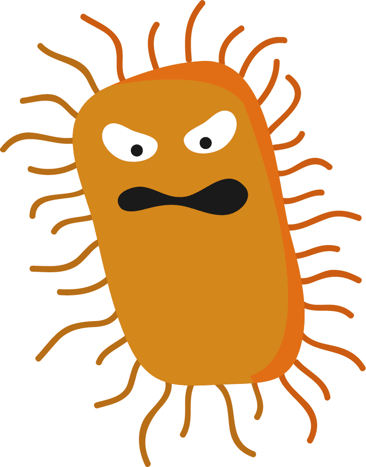 funny cartoon cute virus and bacteria