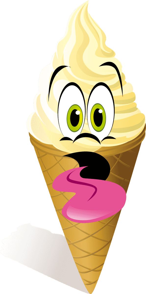 funny cartoon ice cream vector with surprised eyes and colorful toppings for fun designs