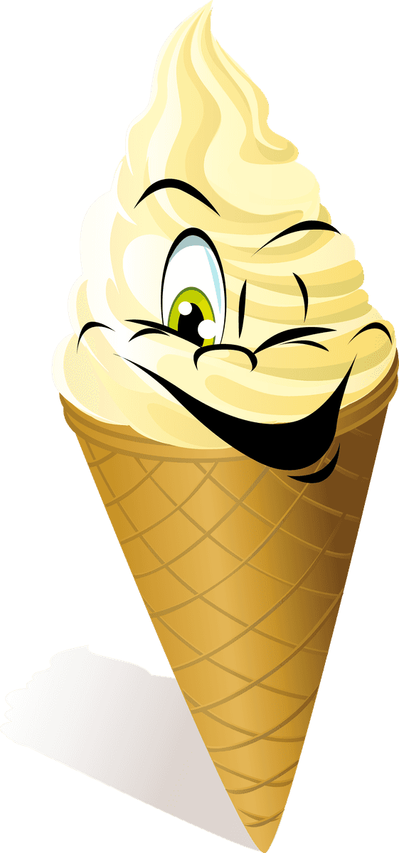 funny cartoon ice cream vector with a playful smile for fun summertime branding