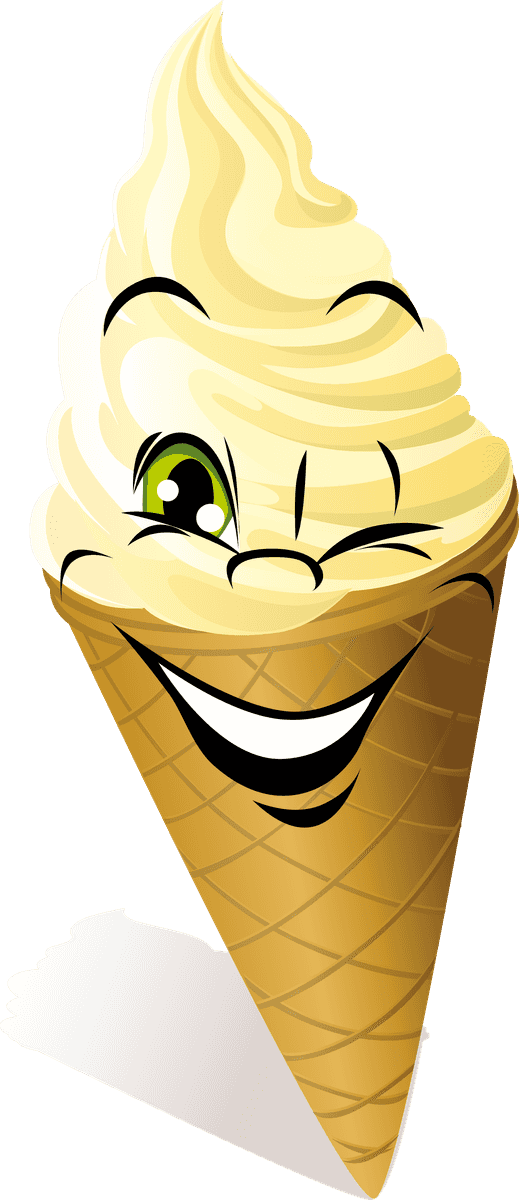 funny cartoon ice cream vector with a happy face for summer treats and desserts