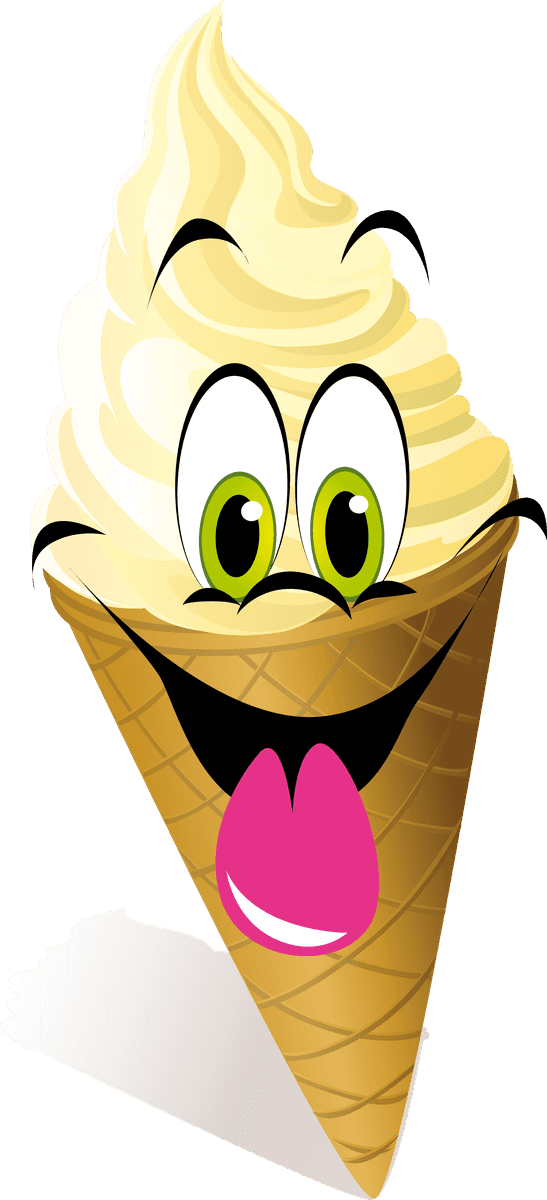 funny cartoon ice cream vector with a big smile for kids' designs and fun projects