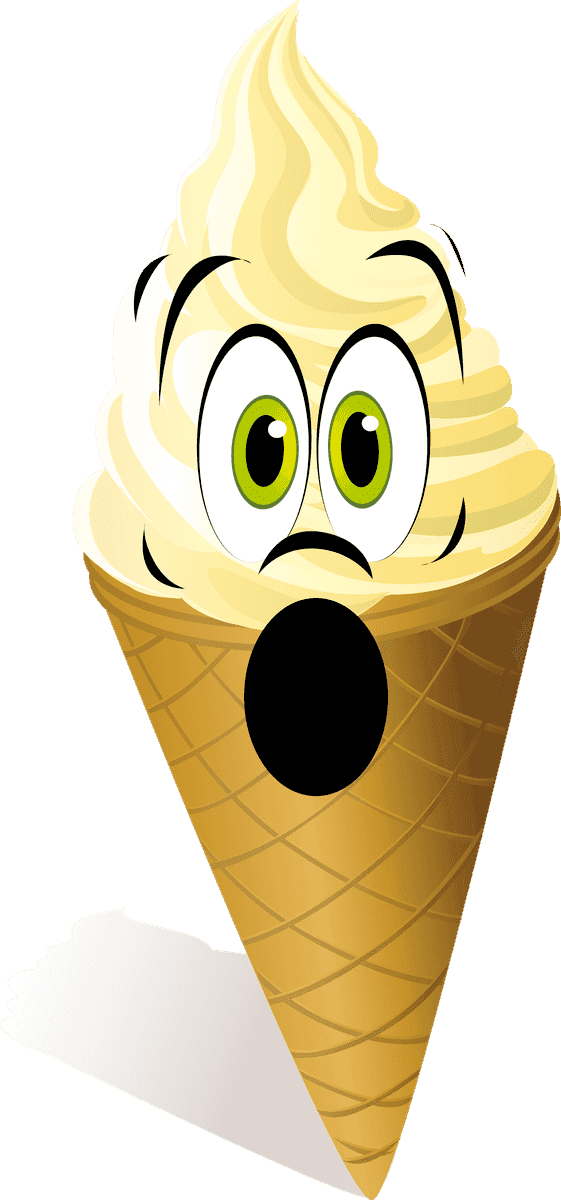 funny cartoon ice cream vector with surprised expression for cheerful designs and projects