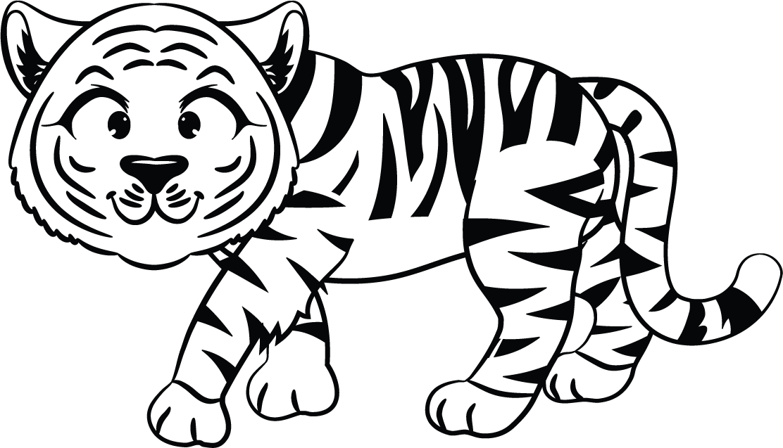 funny cute tiger cub illustration with playful expression for kids' decor and merchandise