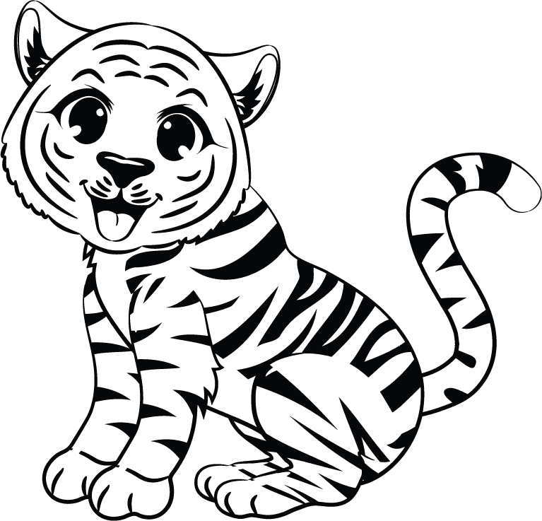 funny cute tiger cub illustration