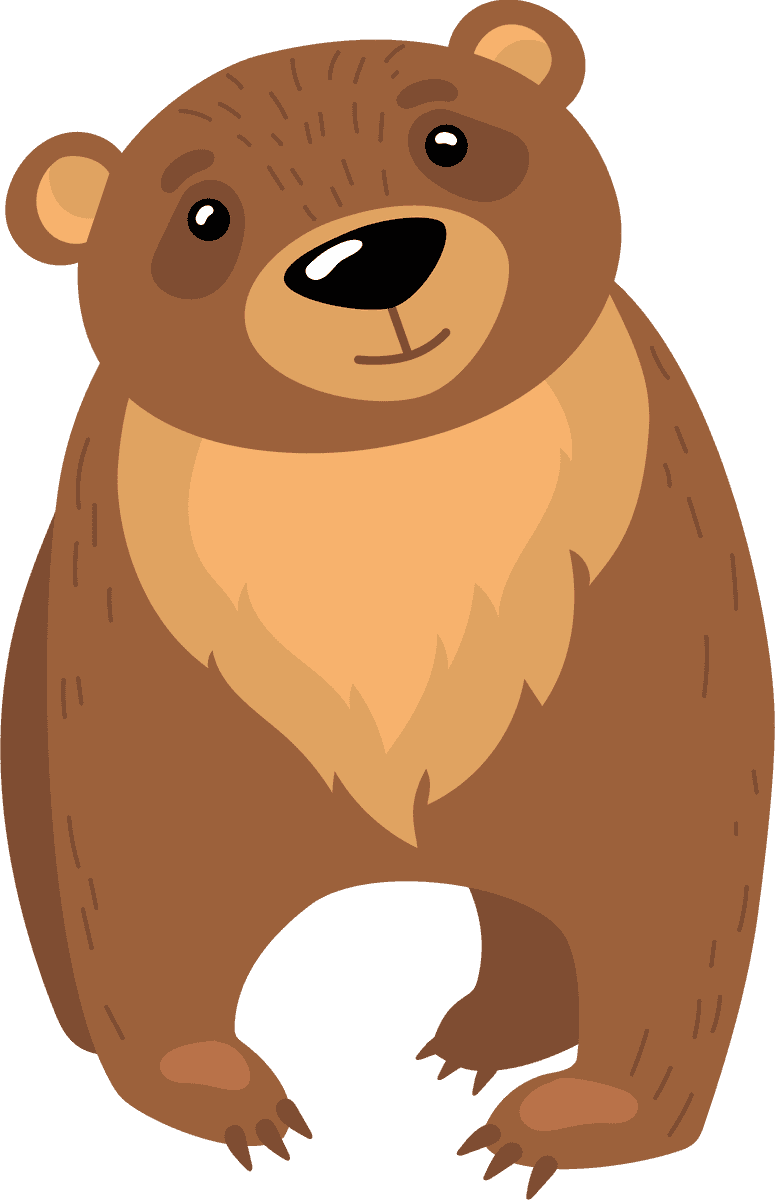 funny grizzly cartoon bears illustration for playful designs and cheerful projects