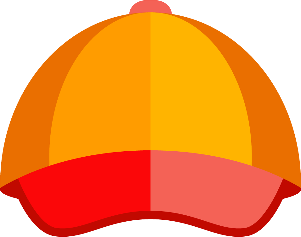 funny headwear flat icons featuring colorful caps and unique styles for playful occasions