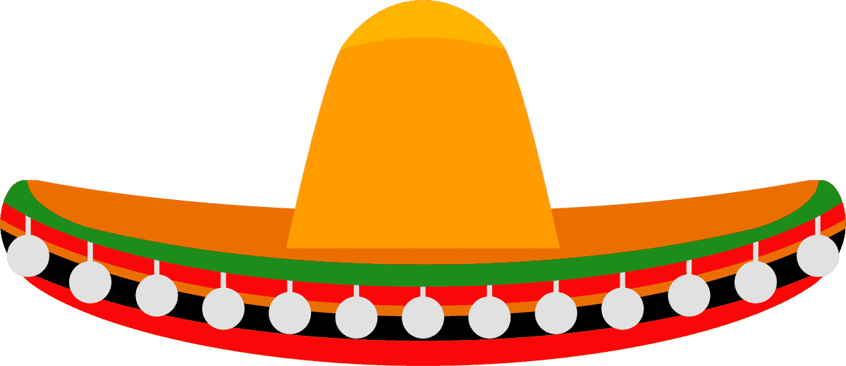 funny headwear flat icons collection featuring vibrant sombreros for festive occasions