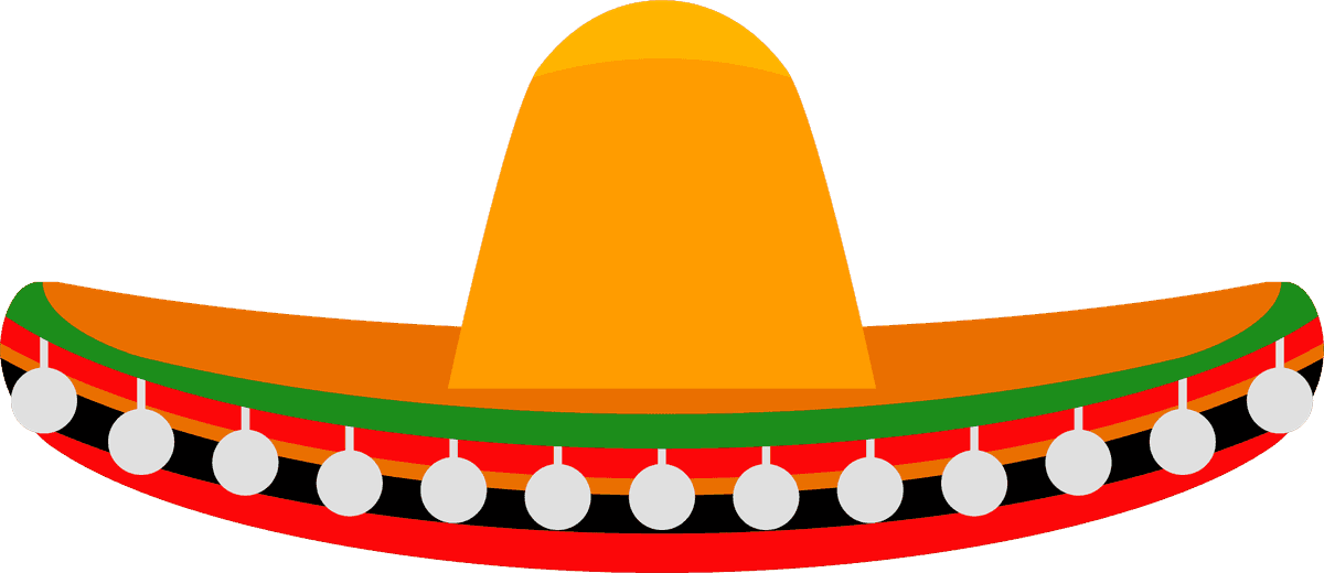funny headwear flat icons collection featuring vibrant sombreros for festive occasions