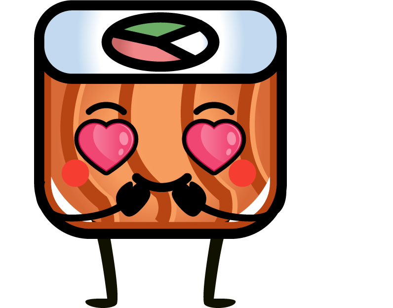 funny sushi roll characters with cute face