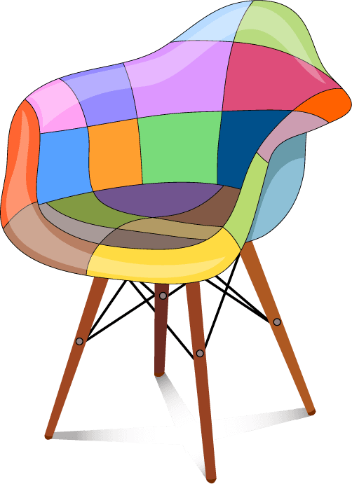 furniture icons chairs swing objects colorful d design