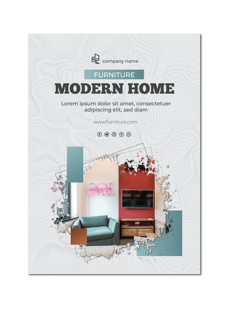 furniture lifestyle poster template showcasing modern home decor and stylish interiors