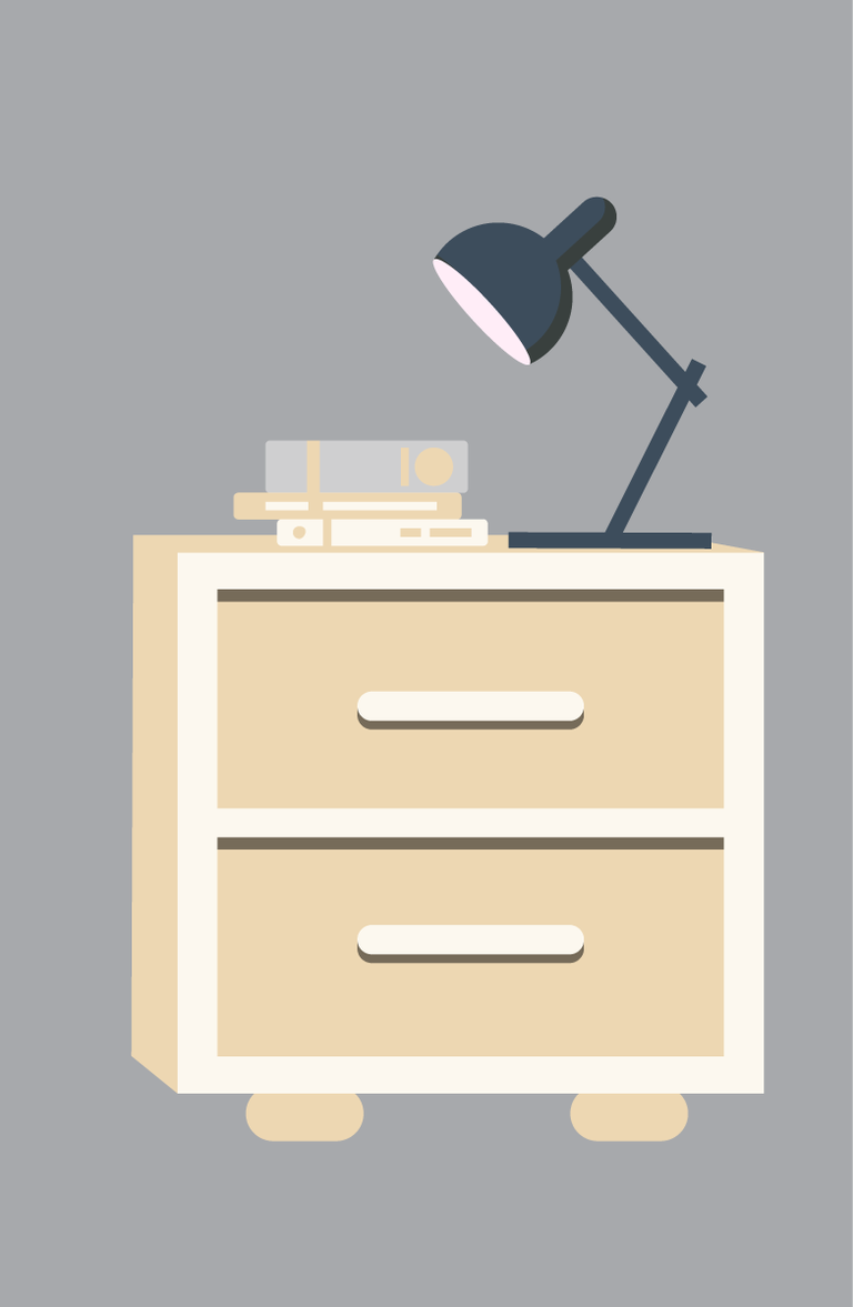 furnitures icons colored contemporary nightstand with lamp and books for stylish interiors