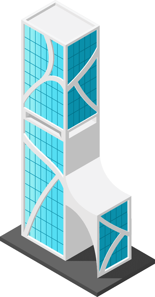 futuristic building architecture isometric with sleek lines and vibrant glass surfaces for modern urban landscapes