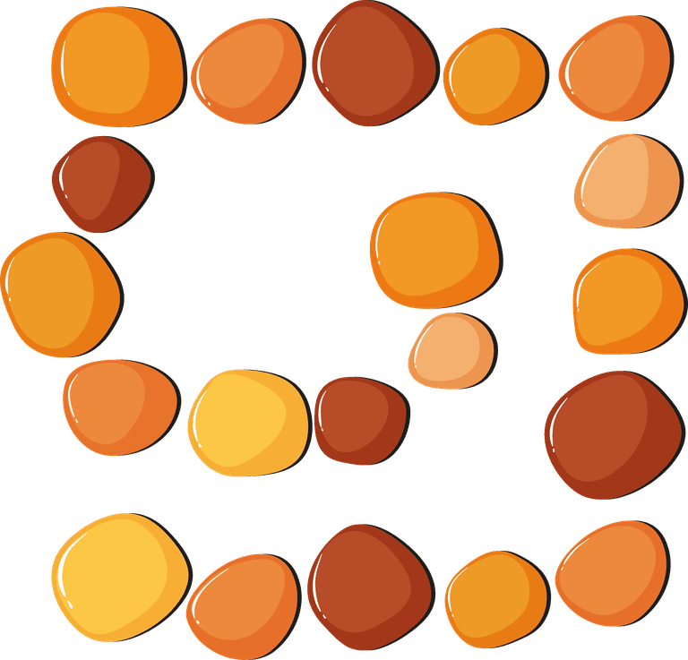 game elements and template illustration featuring colorful smooth stones for creative projects