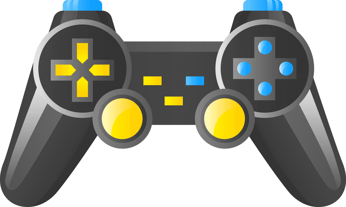 game gadget decorative icons collection featuring colorful controller elements for playful settings