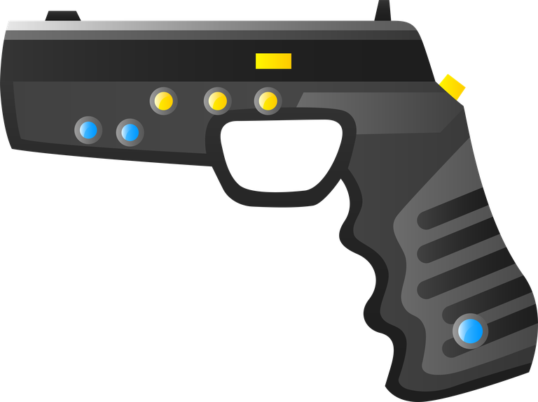 game gadget decorative icons collection featuring a modern black pistol design for digital platforms