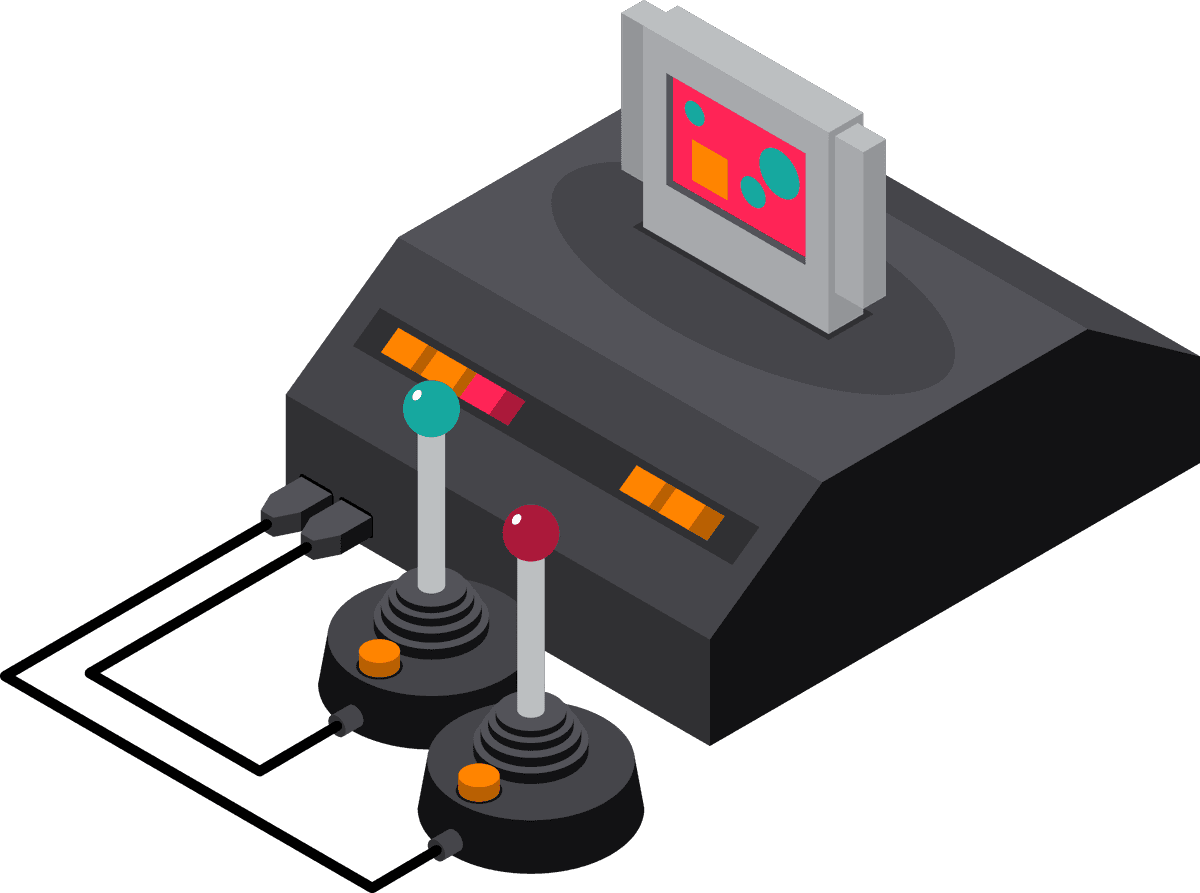 game gadgets isometric icons collection featuring retro gaming consoles and controllers