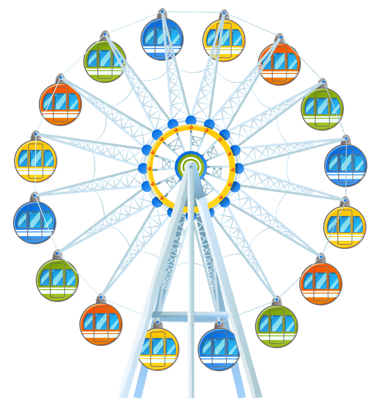 fun and vibrant game zone playground featuring a colorful ferris wheel attraction