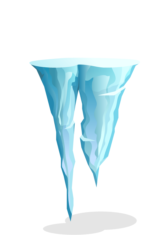 gaming islands and landscape elements with icy formations for immersive environments