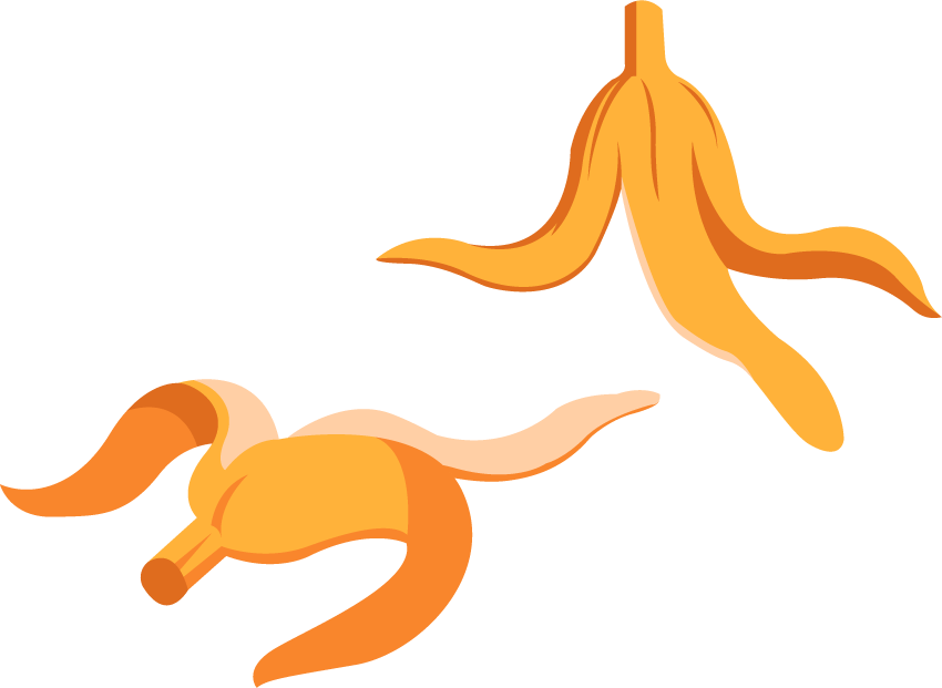 colorful garbages elements sketch with playful banana peel symbols for vibrant designs or projects