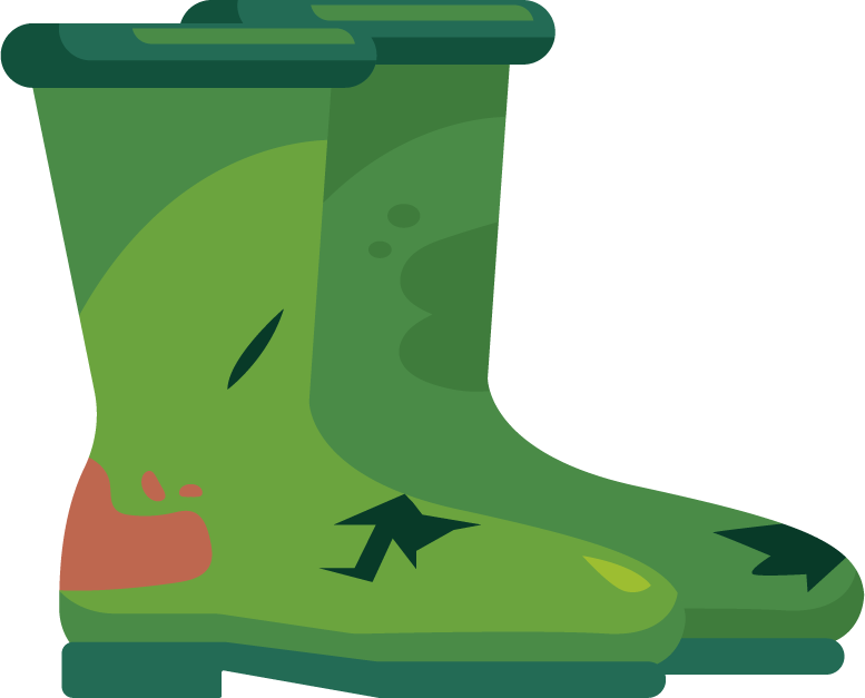 garbages elements colorful symbols sketch of playful muddy rain boots for eco-friendly fun