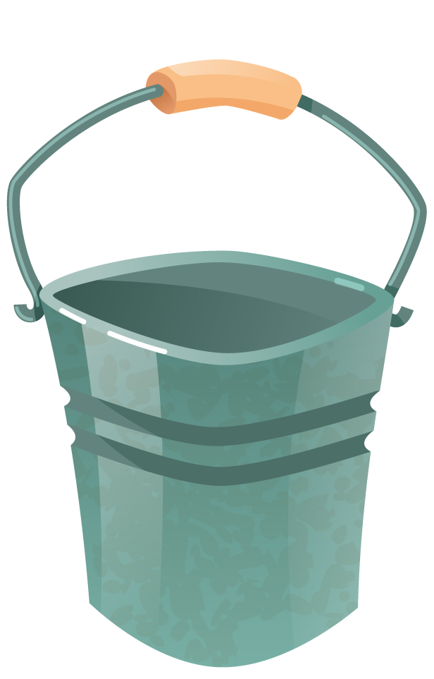 gardening decorative color icons featuring a stylish metal bucket for outdoor planting