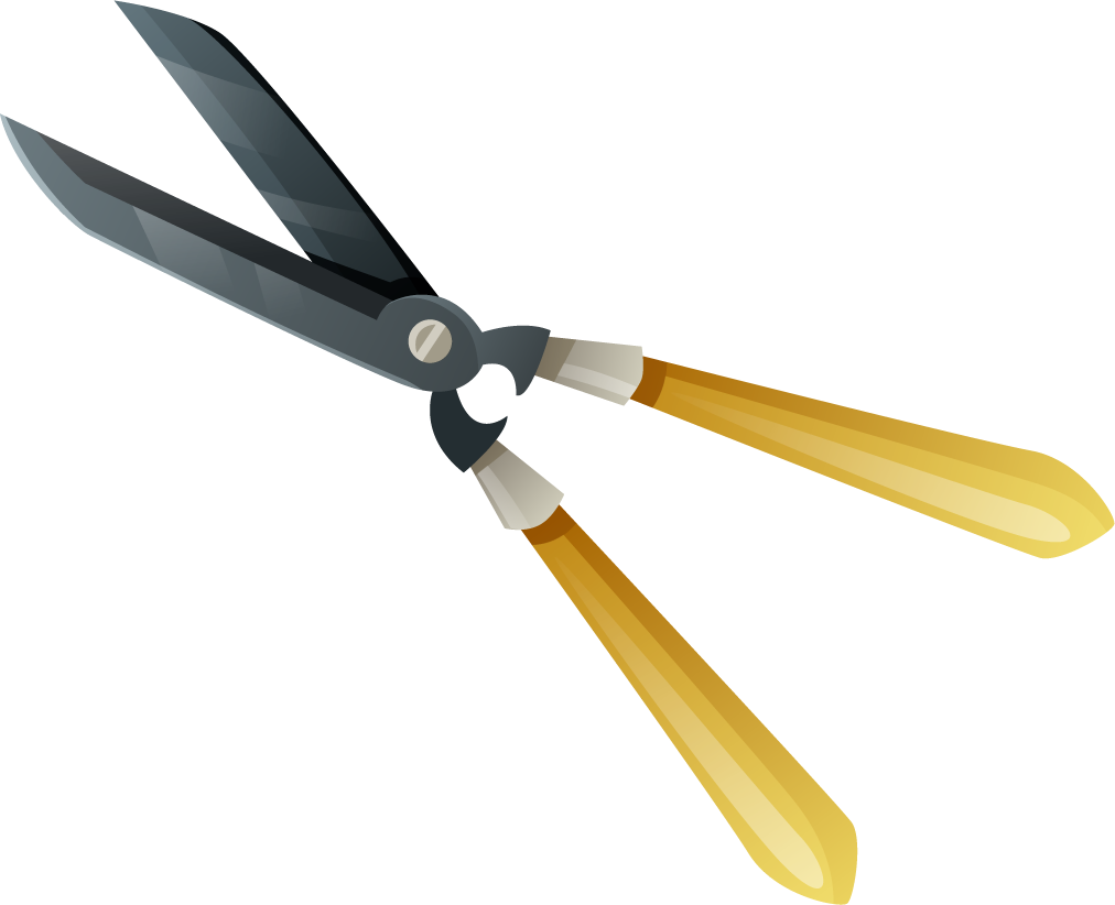 gardening decorative color icons showcasing essential pruning shears for plant care