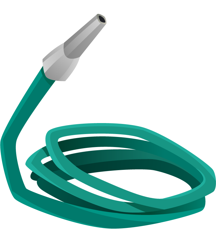 gardening decorative color icons featuring a green hose for plant watering tasks