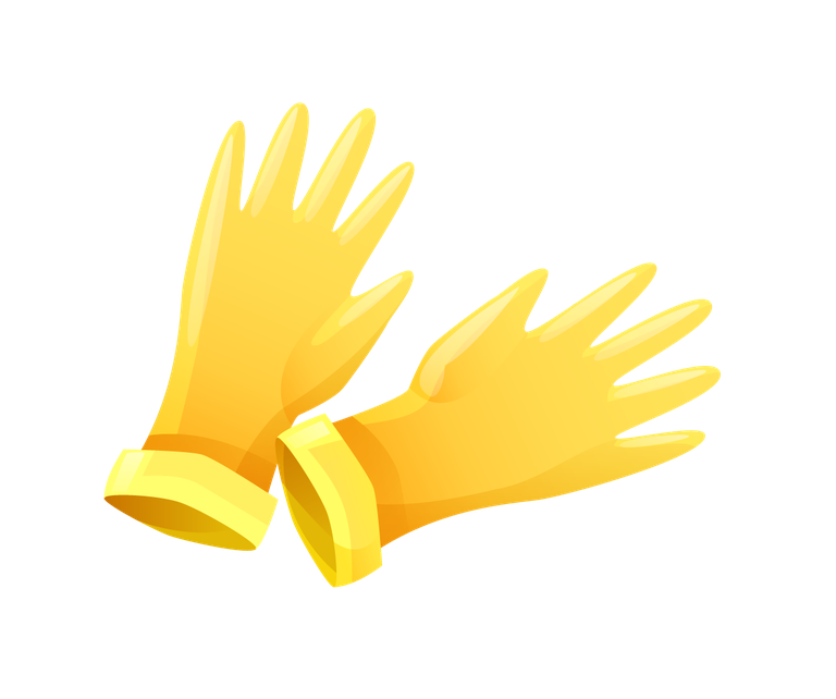 gardening decorative color icons featuring bright yellow protective gloves for plant care