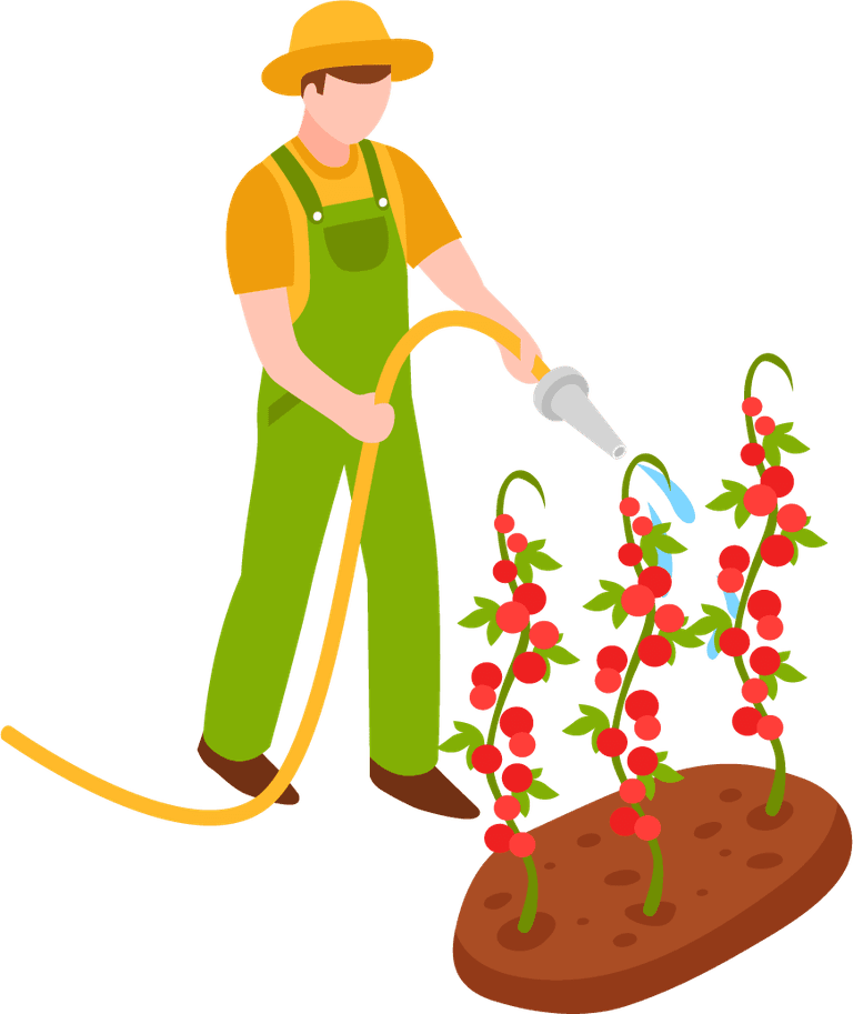 isometric gardening jobs - weeding, fertilizing, pruning, planting