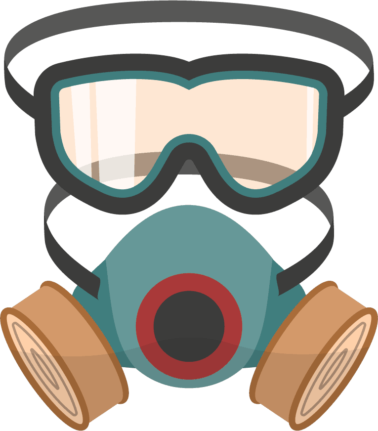 gas mask pest control service flat icons collection