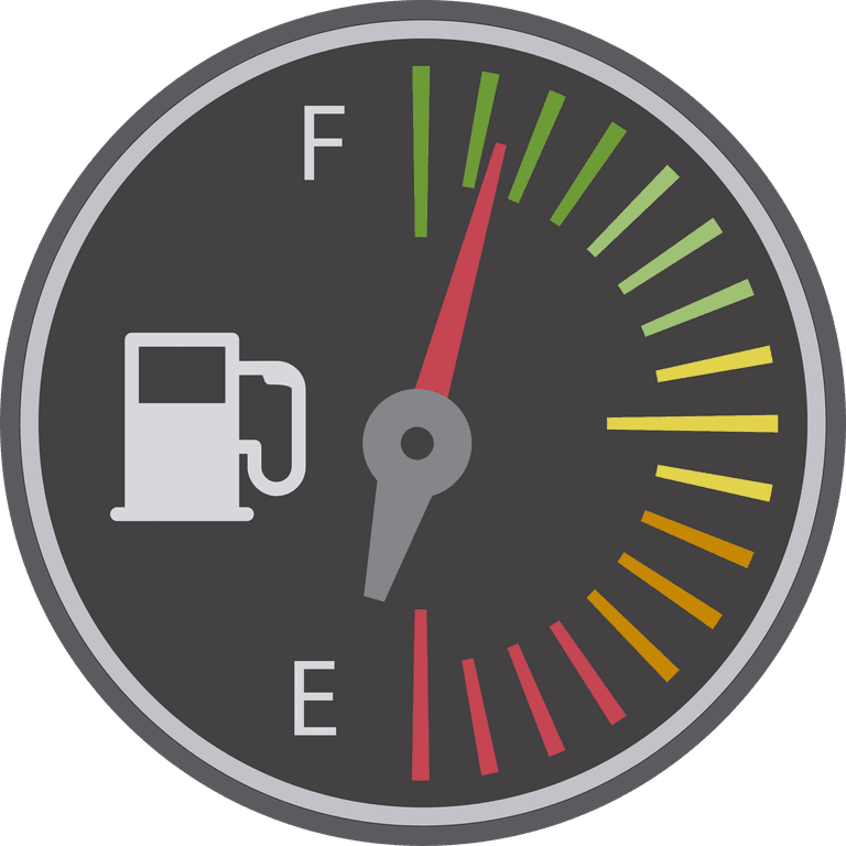 gauge meter illustrations set for fuel measurement with vibrant indicators and detailed markings