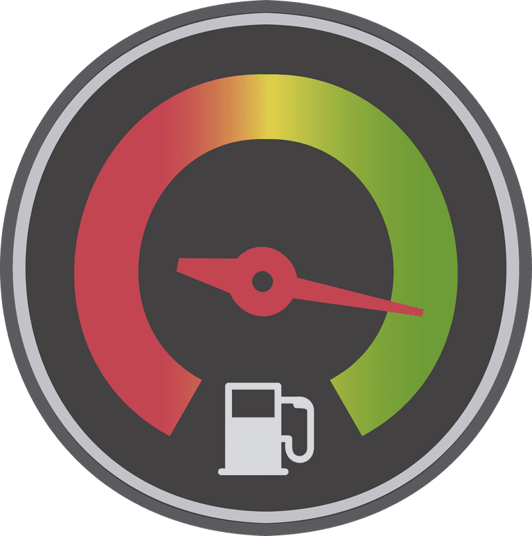 gauge meter illustrations set for fuel tracking and efficiency monitoring in automotive apps