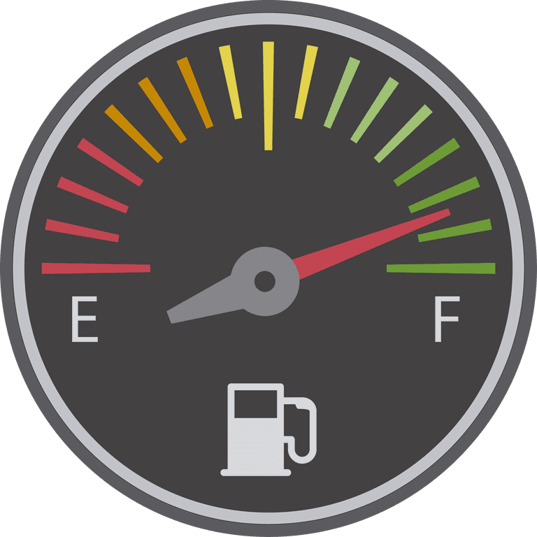 gauge meter illustrations set for fuel level monitoring in vehicles and machinery