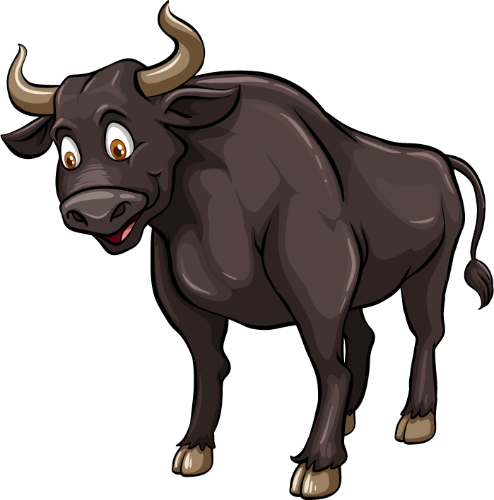 gaur set wild animals in playful cartoon style for educational purposes
