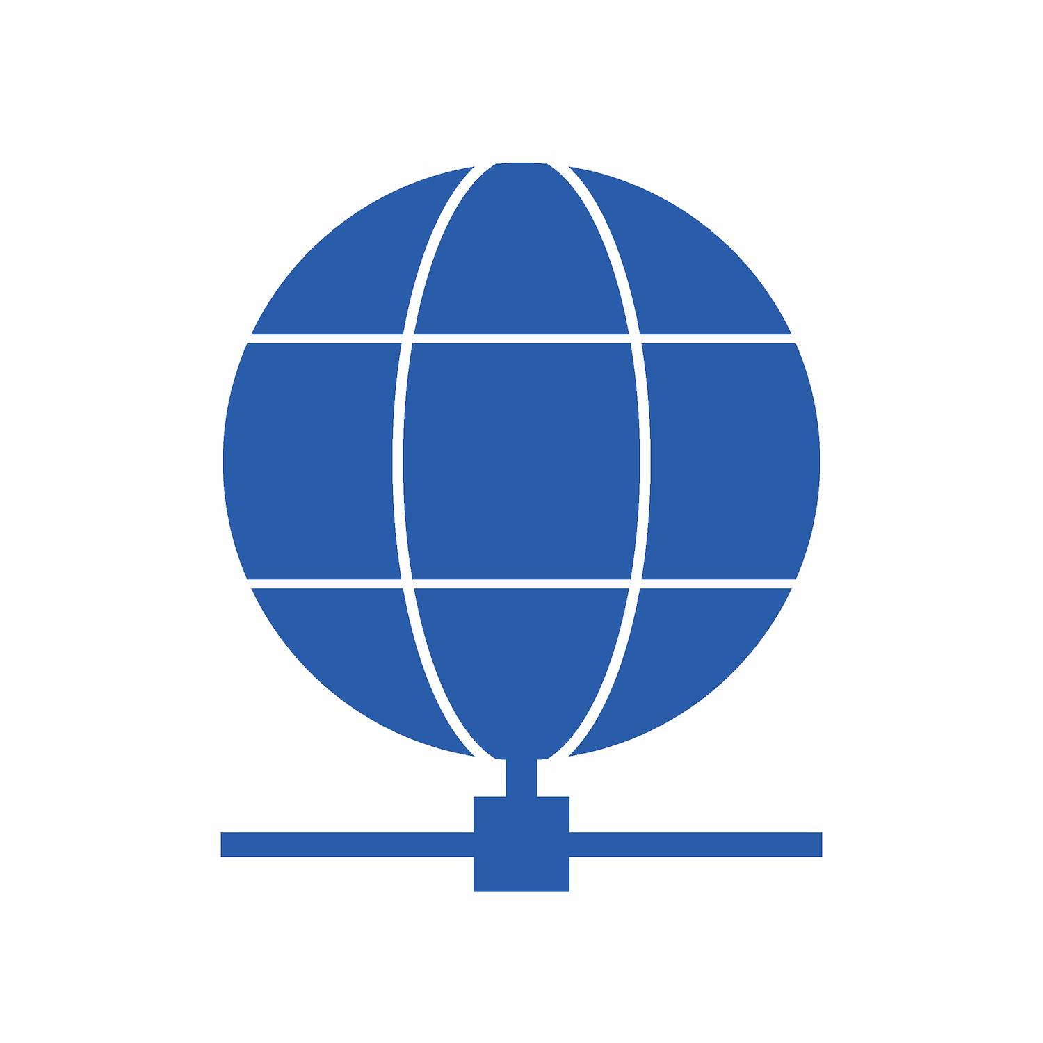 geometric world wide web icon in blue tones