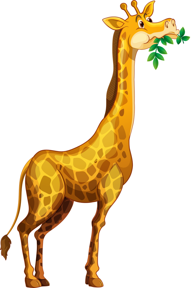 giraffe many wild animals forest illustration for playful educational materials