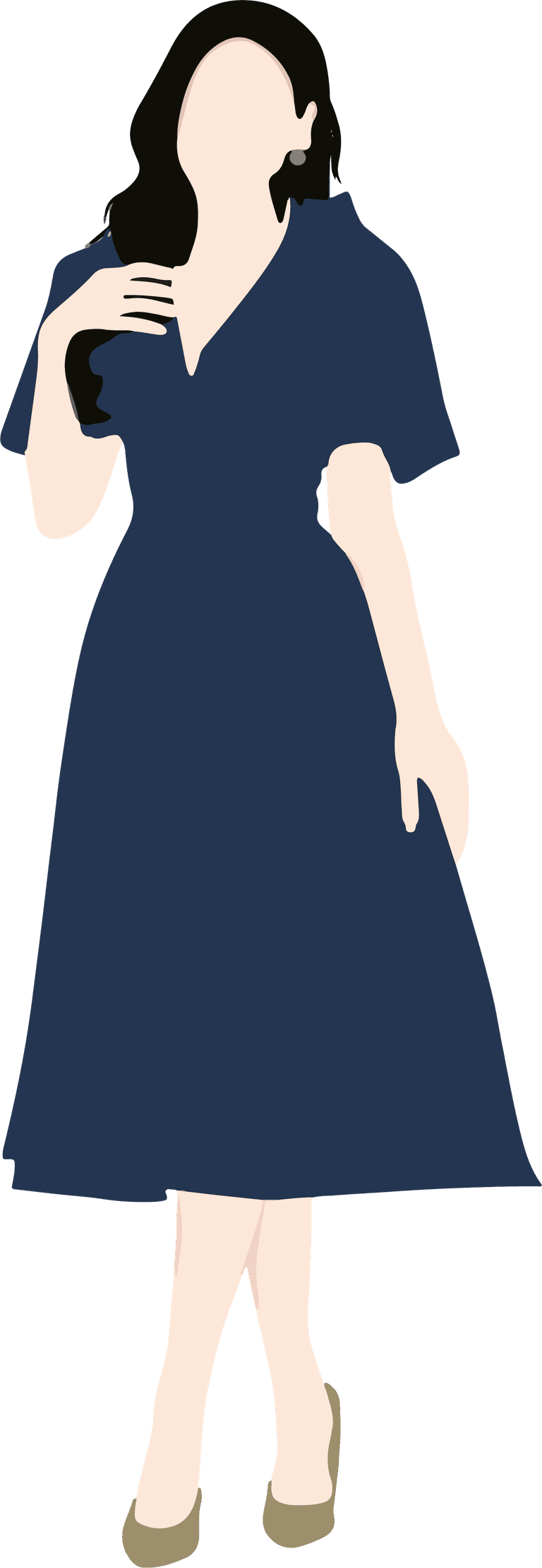 girl digital artwork fashion showcasing a stylish navy dress for elegant occasions