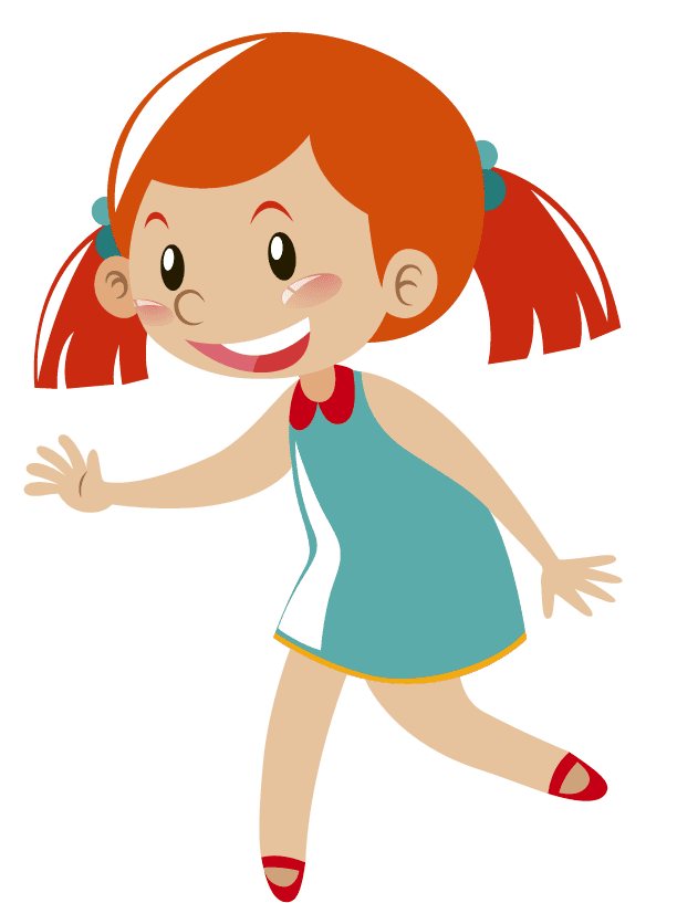 girl in different actions illustration showcasing playful movements and cheerful expressions