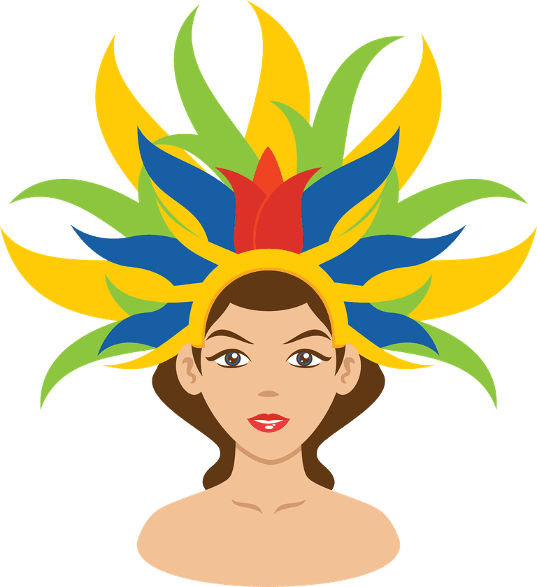 girl in fur hat brazilian samba dancer on transparent background