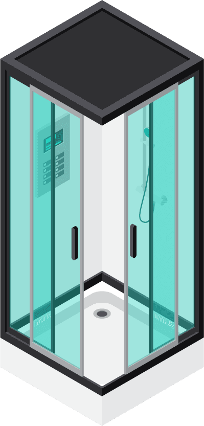 glass bathroom sanitary engineering isometric icons