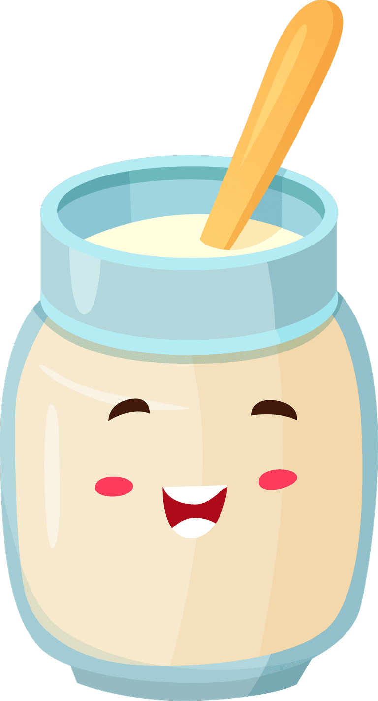 glass of milk milk products with smiles cartoon set