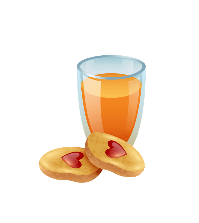 glass of orange juice breakfast brunch menu food icons set