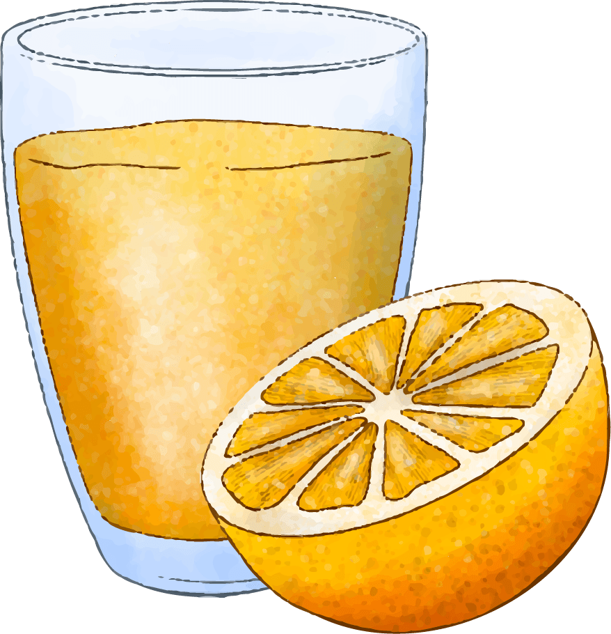 glass of orange juice milk products with smiles cartoon set