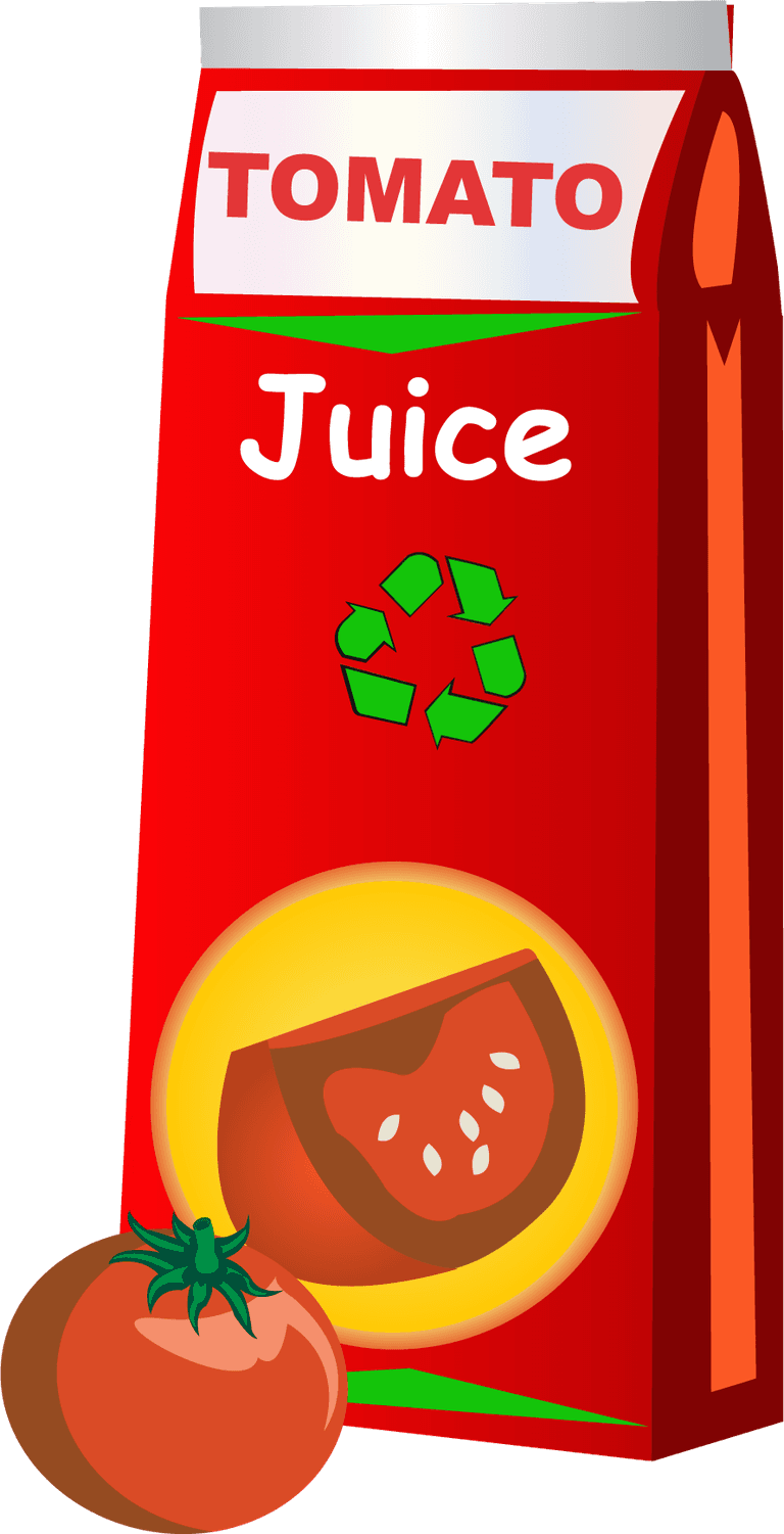 fresh tomato juice beverage vector with a vibrant carton and eco-friendly packaging