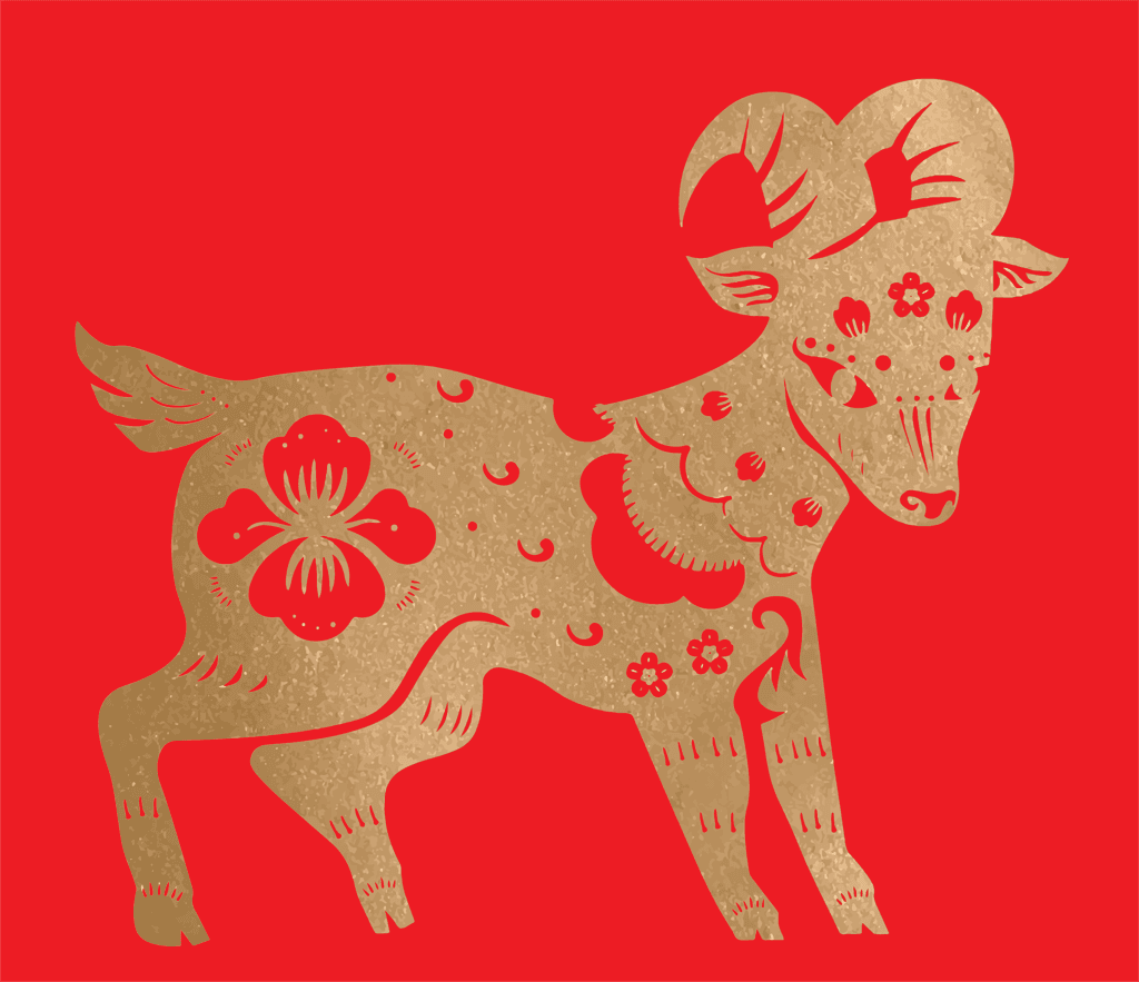 goat new year animals gold animal zodiac sign stickers set animal