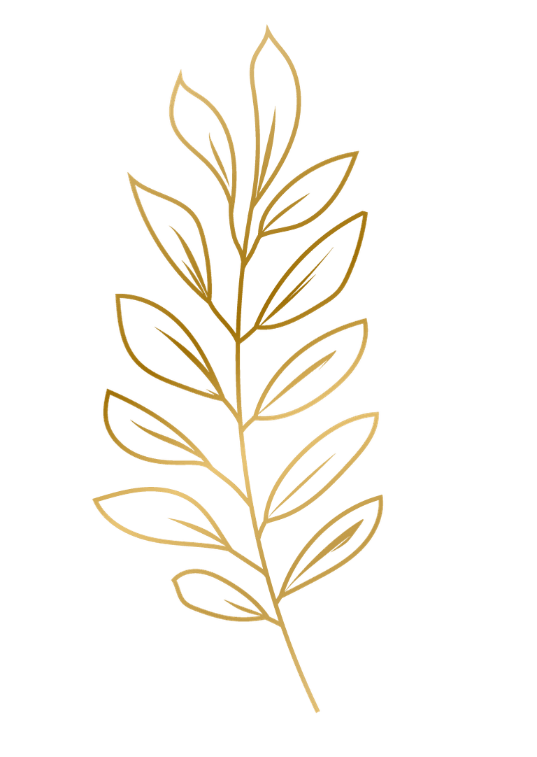 gold hand drawn plant leafs for elegant home decor and branding projects