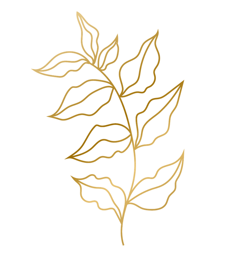 gold hand drawn plant leafs with intricate details for elegant decor solutions