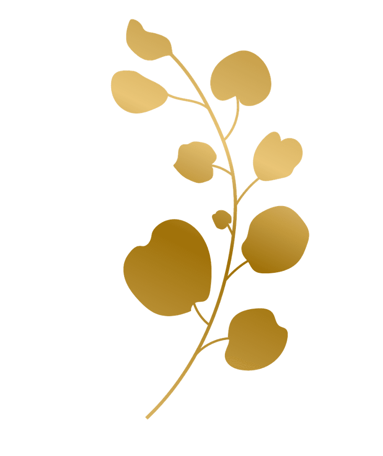 gold hand drawn plant leafs for elegant home decor and branding projects